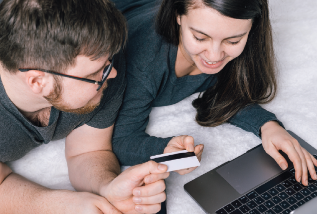 Young couple looking to refinance a credit card